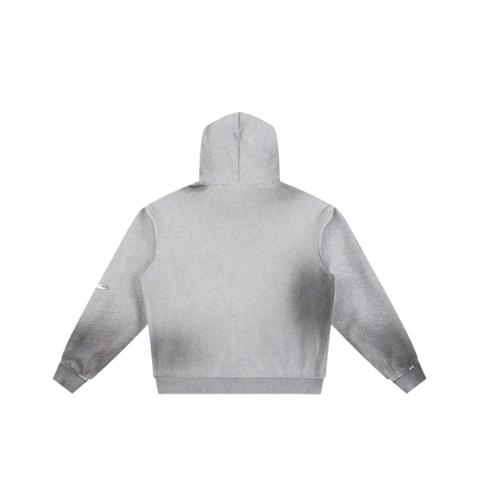 RICHOFF3NVY SUN FADE FRAYED FLEECE HOODIE - FLOWER GRAY COLORWAY