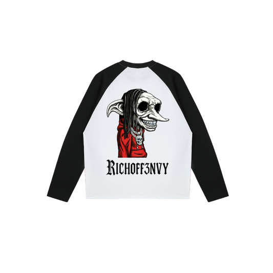 RICHOFF3NVY COLOR-BLOCKED RAGLAN LONG-SLEEVE T-SHIRT