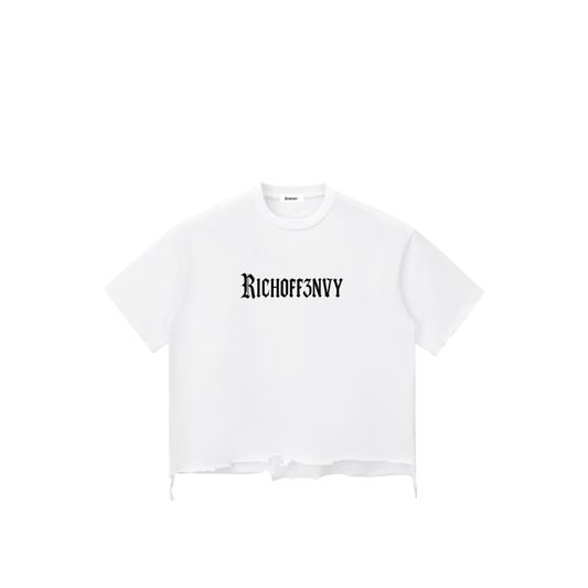 RICHOFF3NVY: SNOW WASH RAW-HEM BOXY T-SHIRT (340ASM)