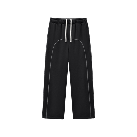 RICHOFF3NVY: CONTRAST-STITCHED FLEECE SWEATPANTS (350ASM)